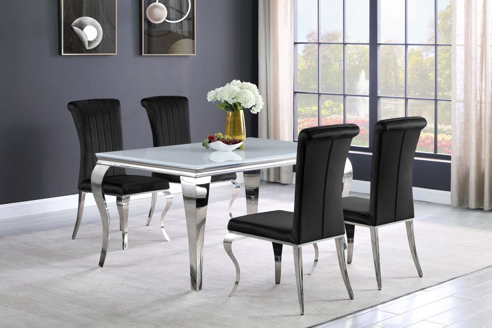 Betty Black/Chrome Upholstered Side Chairs, Set of 4 - 105072 - Bien Home Furniture & Electronics