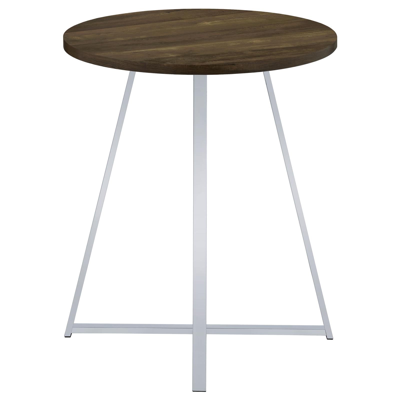 Bexter White/Chrome Faux Marble Round Top Bar Table - 183516 - Bien Home Furniture & Electronics