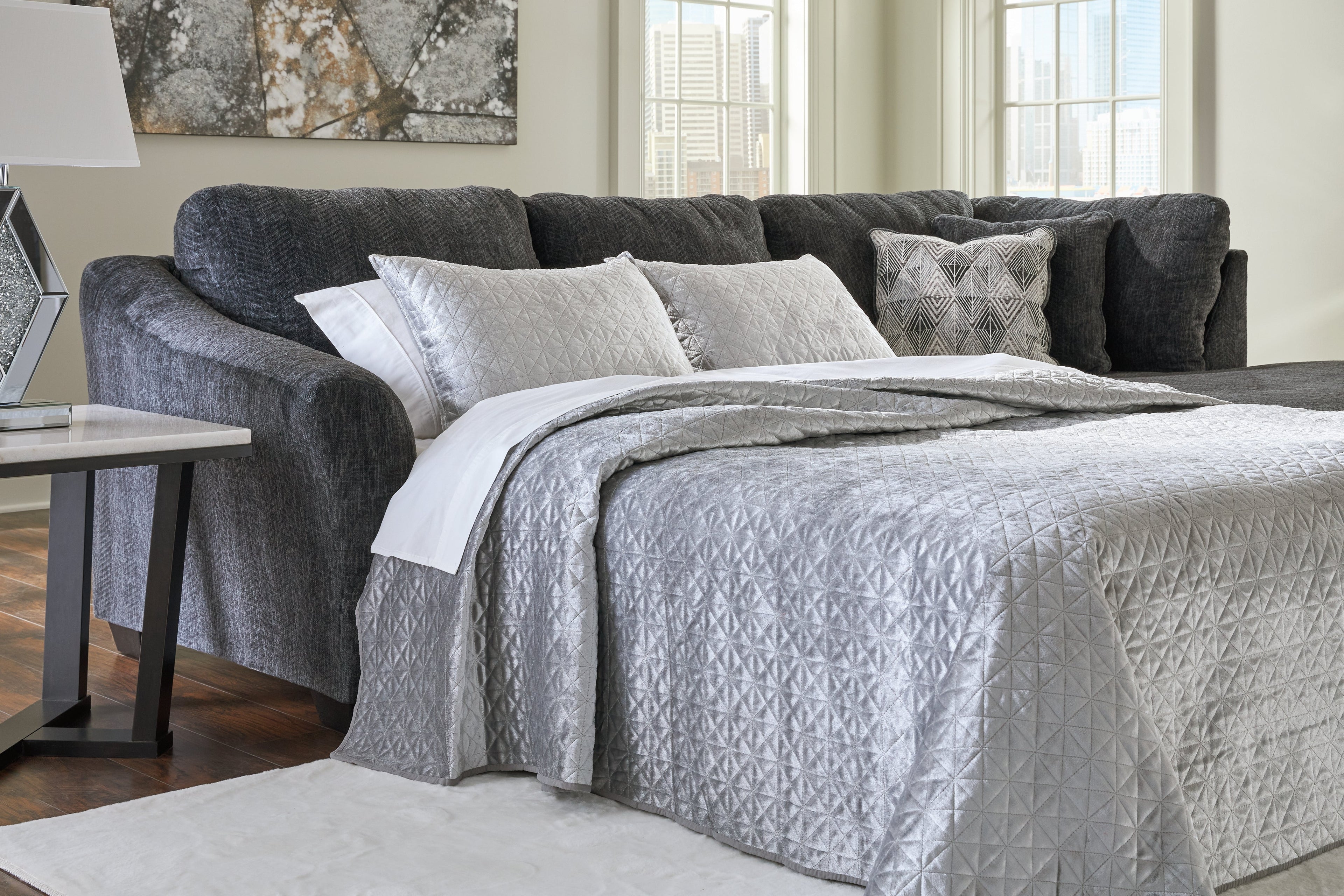 Biddeford Ebony Left-Arm Facing Full Sofa Sleeper - 3550410 - Bien Home Furniture & Electronics