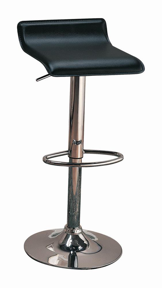 Bidwell Black/Chrome 29&quot; Upholstered Backless Adjustable Bar Stools, Set of 2 - 120390 - Bien Home Furniture &amp; Electronics