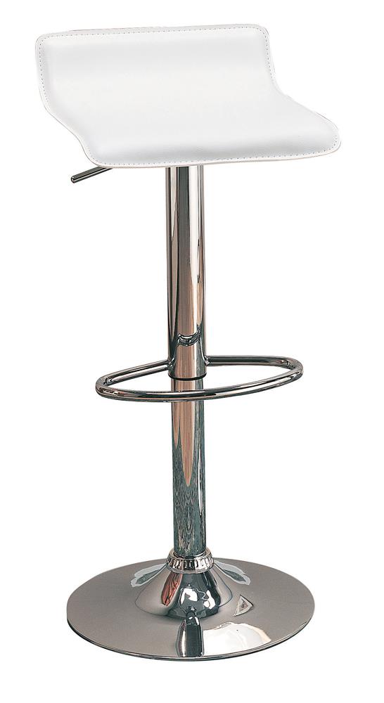 Bidwell White/Chrome 29" Upholstered Backless Adjustable Bar Stools, Set of 2 - 120391 - Bien Home Furniture & Electronics