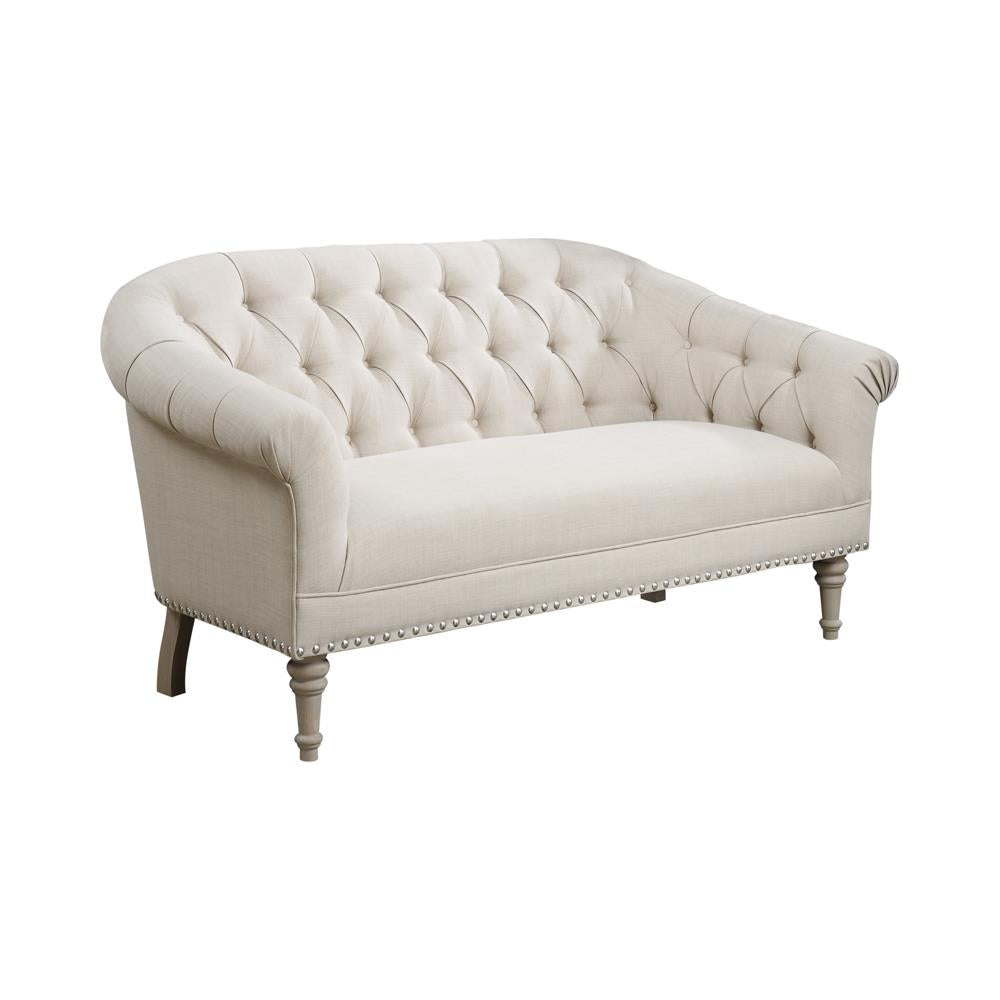 Billie Tufted Back Settee with Roll Arm Natural - 902498 - Bien Home Furniture &amp; Electronics