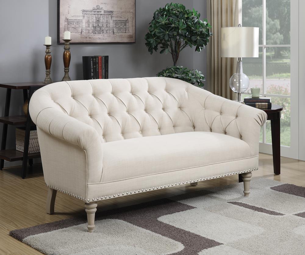 Billie Tufted Back Settee with Roll Arm Natural - 902498 - Bien Home Furniture &amp; Electronics