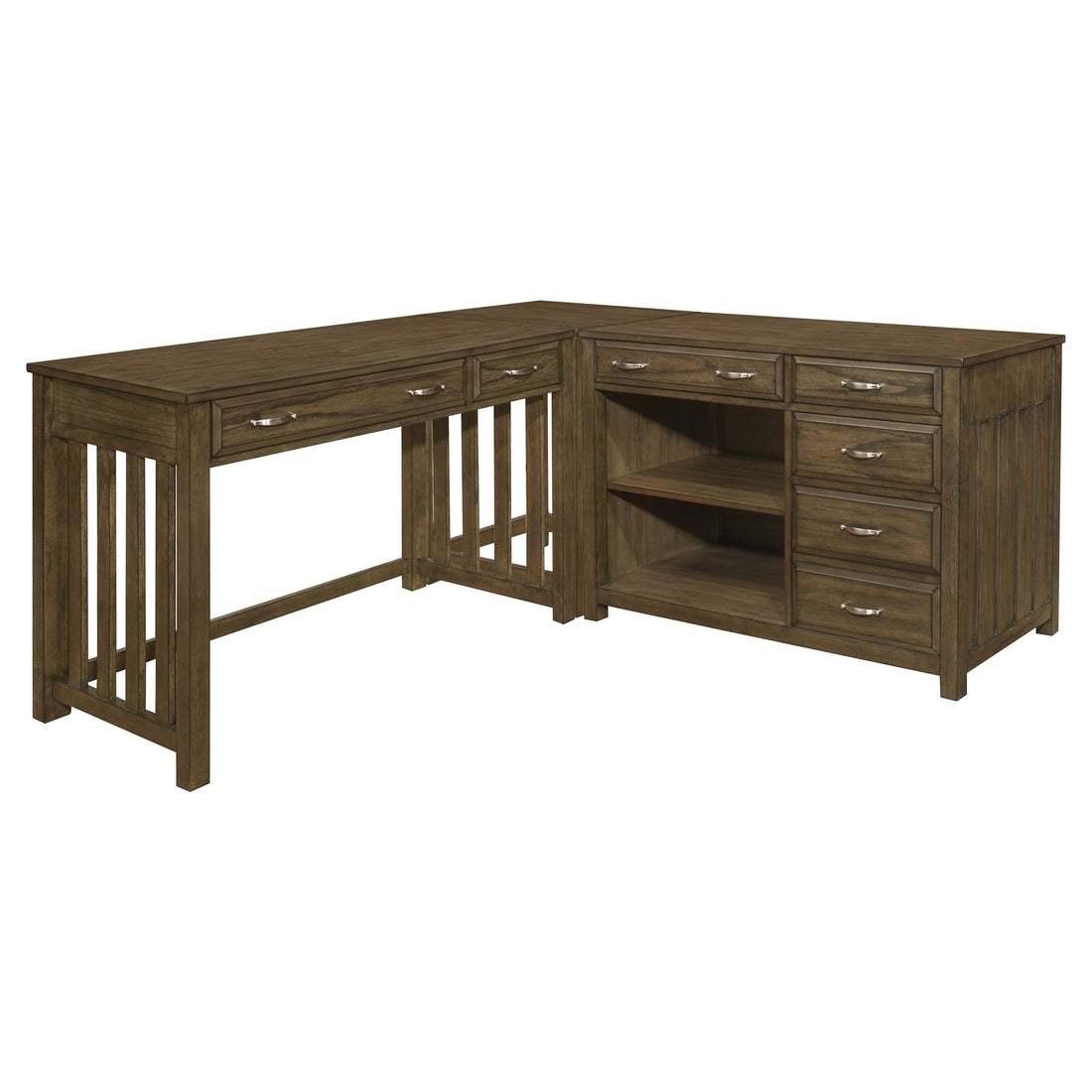 Blanche Brown Gray 3-Piece Corner Desk - 4522*3 - Bien Home Furniture &amp; Electronics