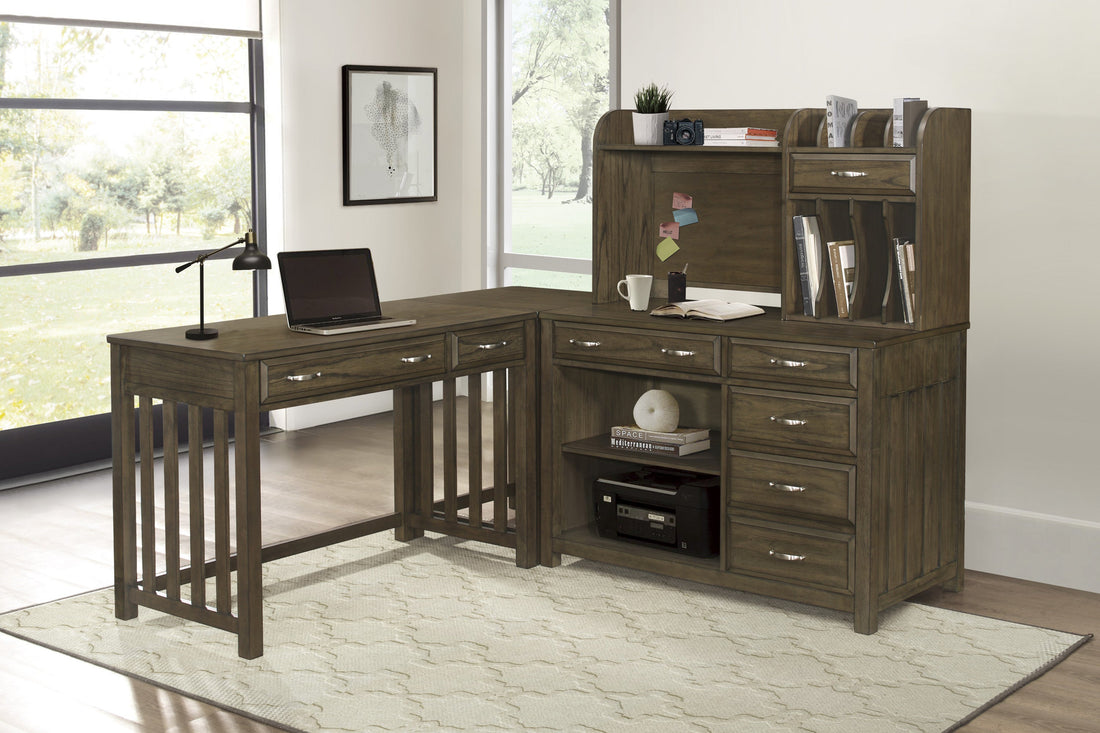 Blanche Brown Gray 4-Piece Corner Desk - 4522*4 - Bien Home Furniture &amp; Electronics