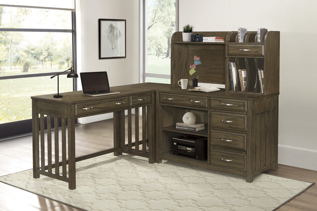 Blanche Brown Gray 4-Piece Corner Desk - 4522*4 - Bien Home Furniture & Electronics