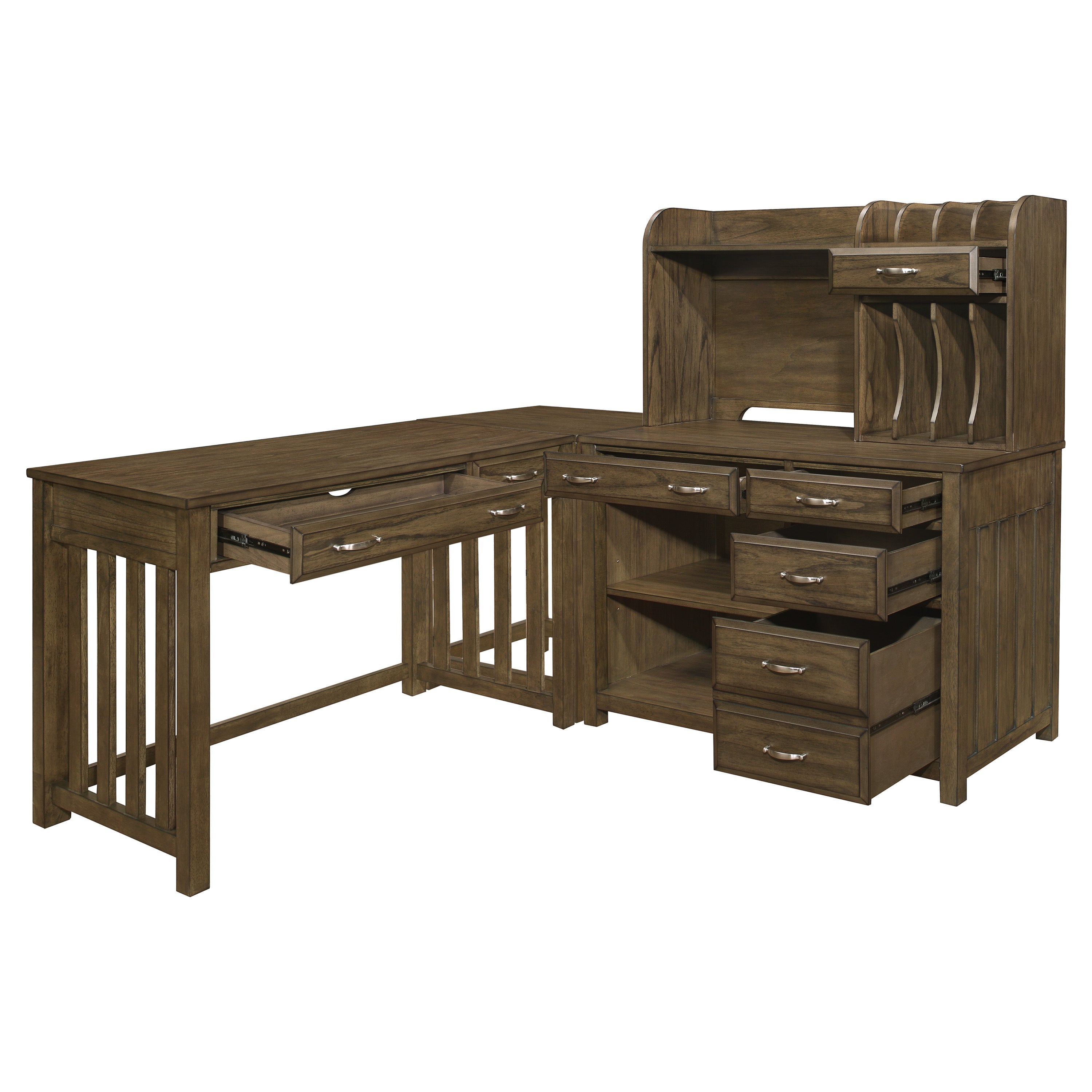Blanche Brown Gray 4-Piece Corner Desk - 4522*4 - Bien Home Furniture & Electronics