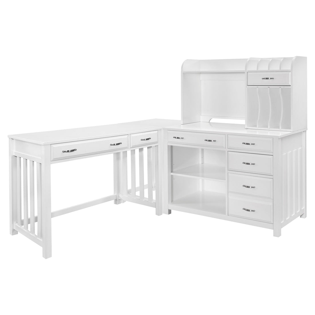 Blanche White 4-Piece Corner Desk - 4522WH*4 - Bien Home Furniture & Electronics