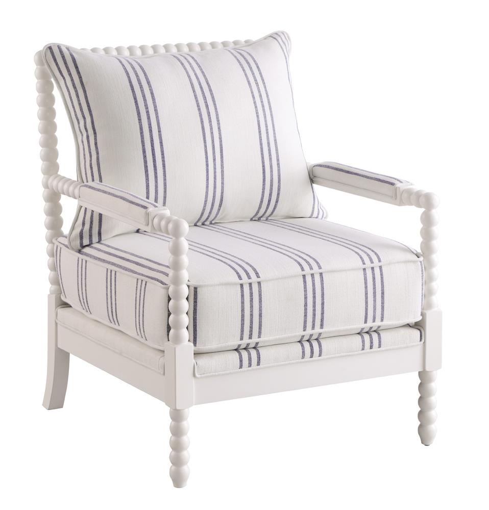 Blanchett White/Navy Upholstered Accent Chair with Spindle Accent - 903835 - Bien Home Furniture & Electronics