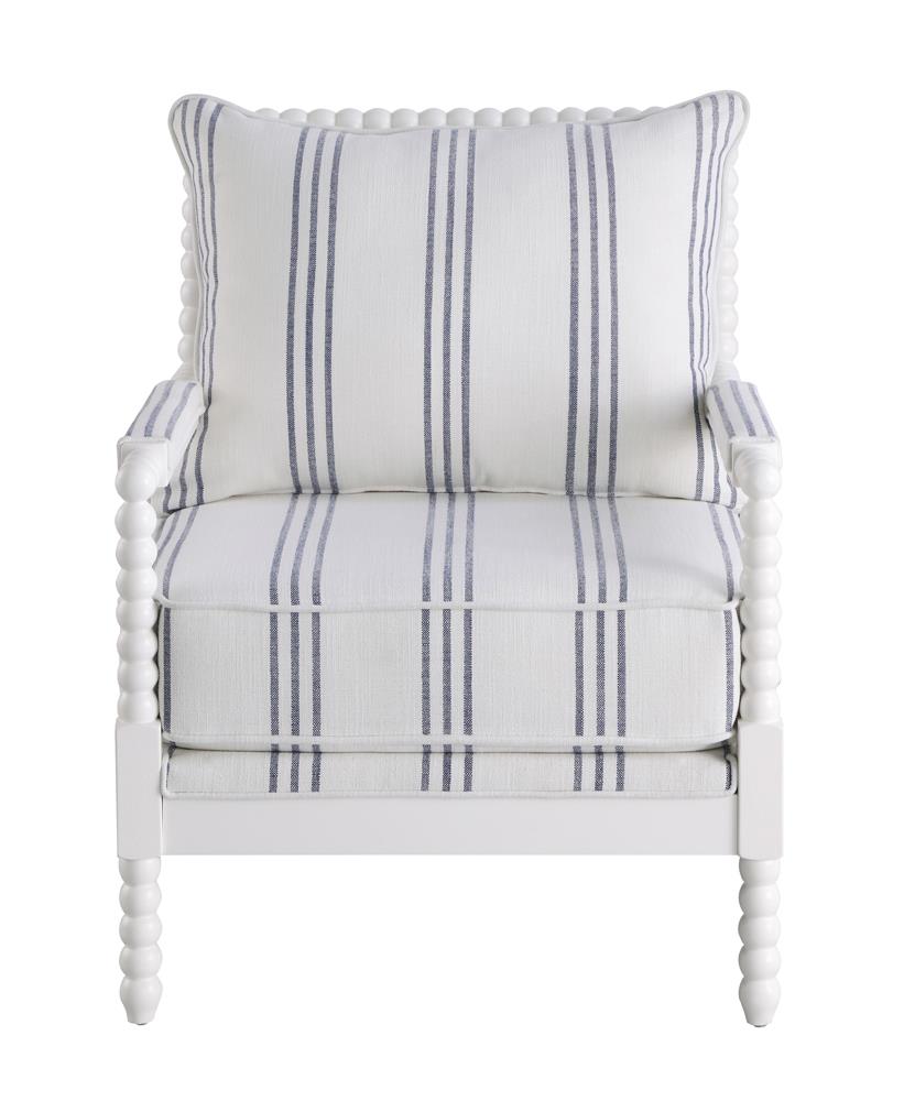 Blanchett White/Navy Upholstered Accent Chair with Spindle Accent - 903835 - Bien Home Furniture & Electronics