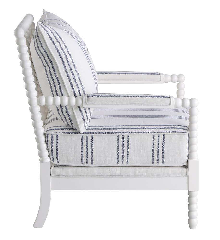 Blanchett White/Navy Upholstered Accent Chair with Spindle Accent - 903835 - Bien Home Furniture & Electronics