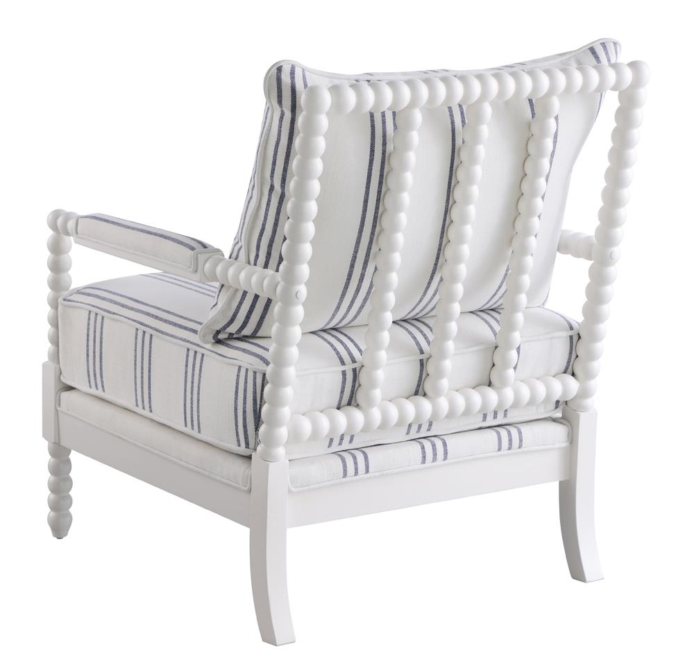 Blanchett White/Navy Upholstered Accent Chair with Spindle Accent - 903835 - Bien Home Furniture & Electronics