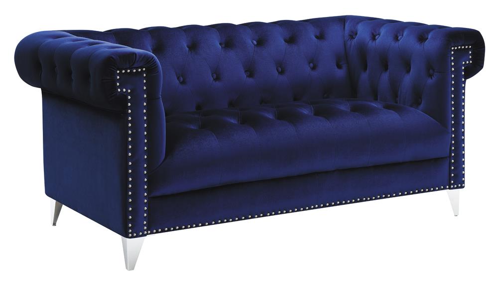 Bleker Tufted Tuxedo Arm Loveseat Blue - 509482 - Bien Home Furniture &amp; Electronics