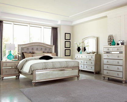 Bling Game Eastern King Panel Bed Metallic Platinum - 204181KE - Bien Home Furniture &amp; Electronics