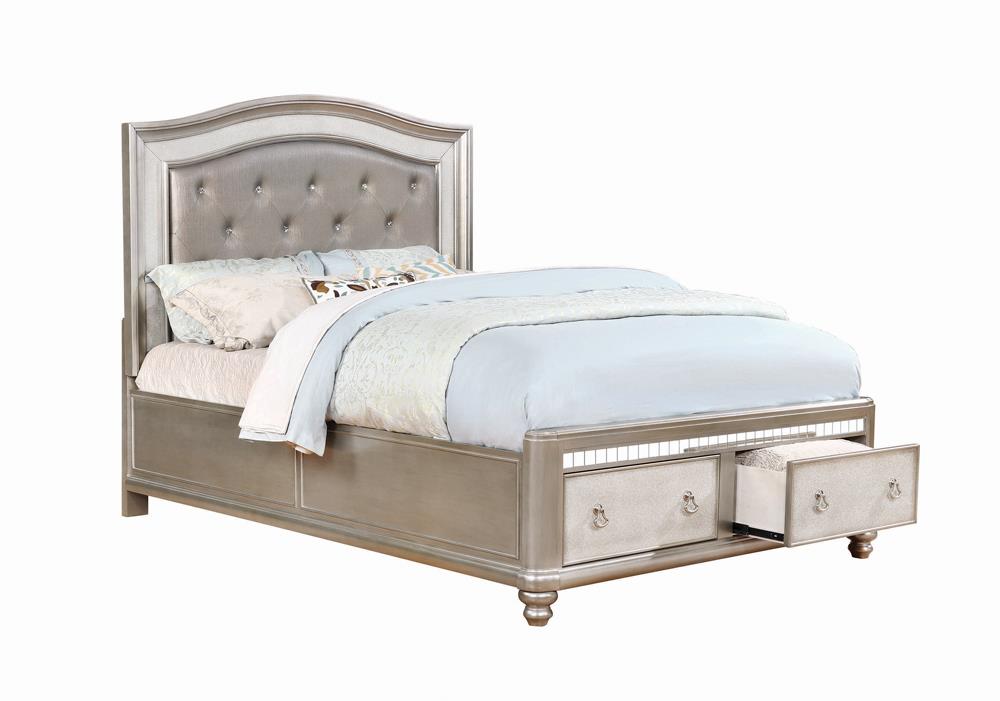 Bling Game Upholstered Storage Queen Bed Metallic Platinum - 204180Q - Bien Home Furniture &amp; Electronics