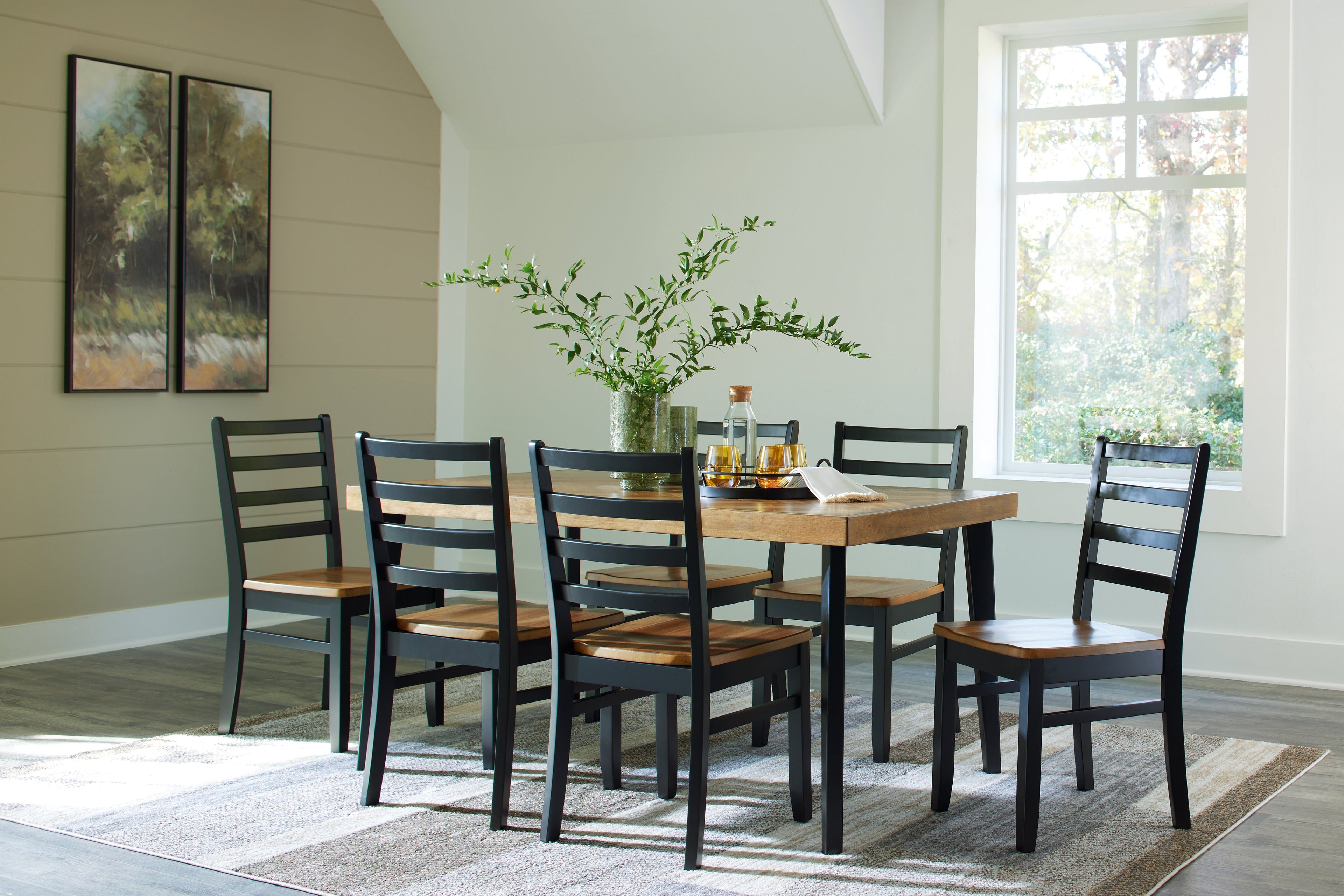 Blondon Brown/Black Dining Table and 6 Chairs (Set of 7) - D413-425 - Bien Home Furniture & Electronics