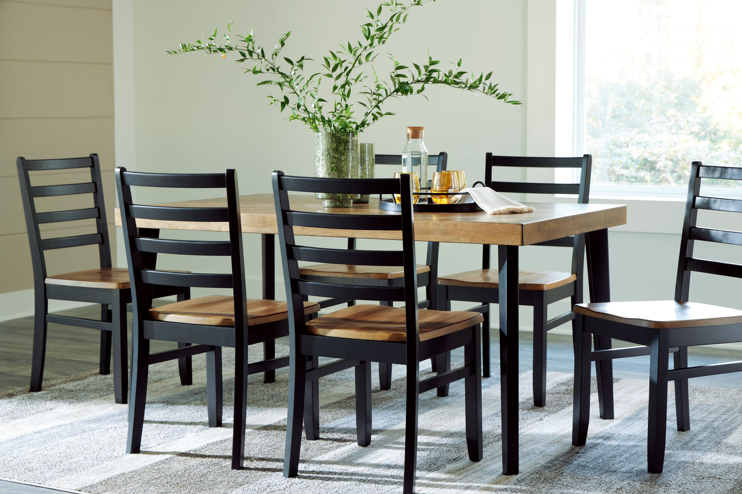 Blondon Brown/Black Dining Table and 6 Chairs (Set of 7) - D413-425 - Bien Home Furniture &amp; Electronics