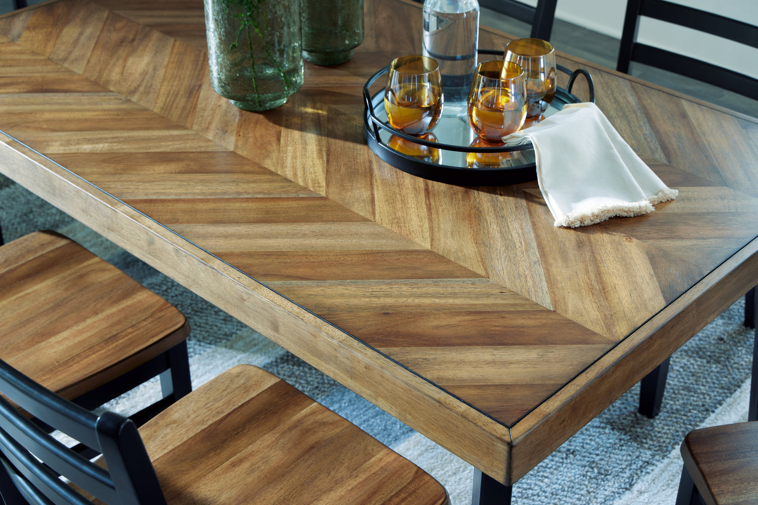 Blondon Brown/Black Dining Table and 6 Chairs (Set of 7) - D413-425 - Bien Home Furniture & Electronics