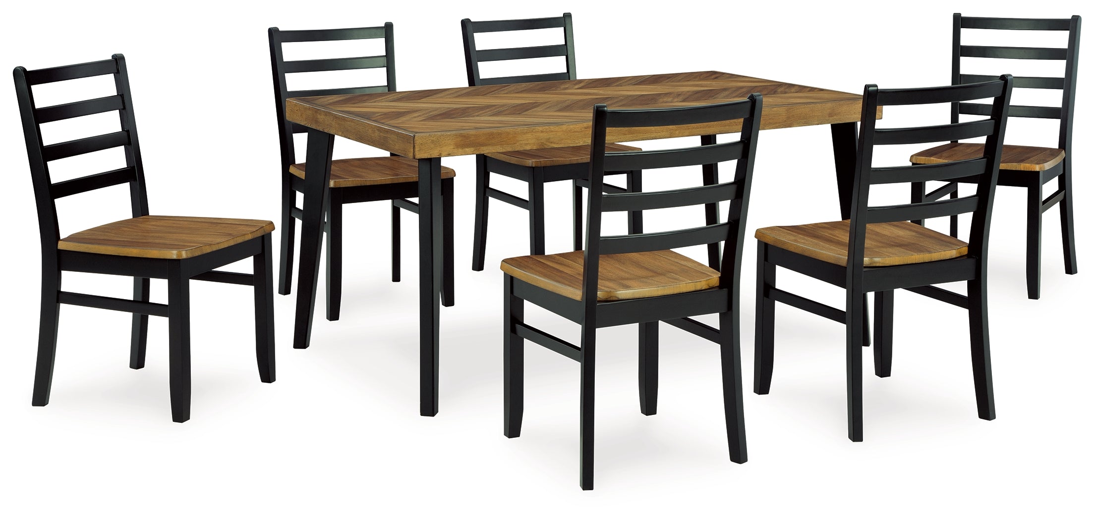 Blondon Brown/Black Dining Table and 6 Chairs (Set of 7) - D413-425 - Bien Home Furniture &amp; Electronics