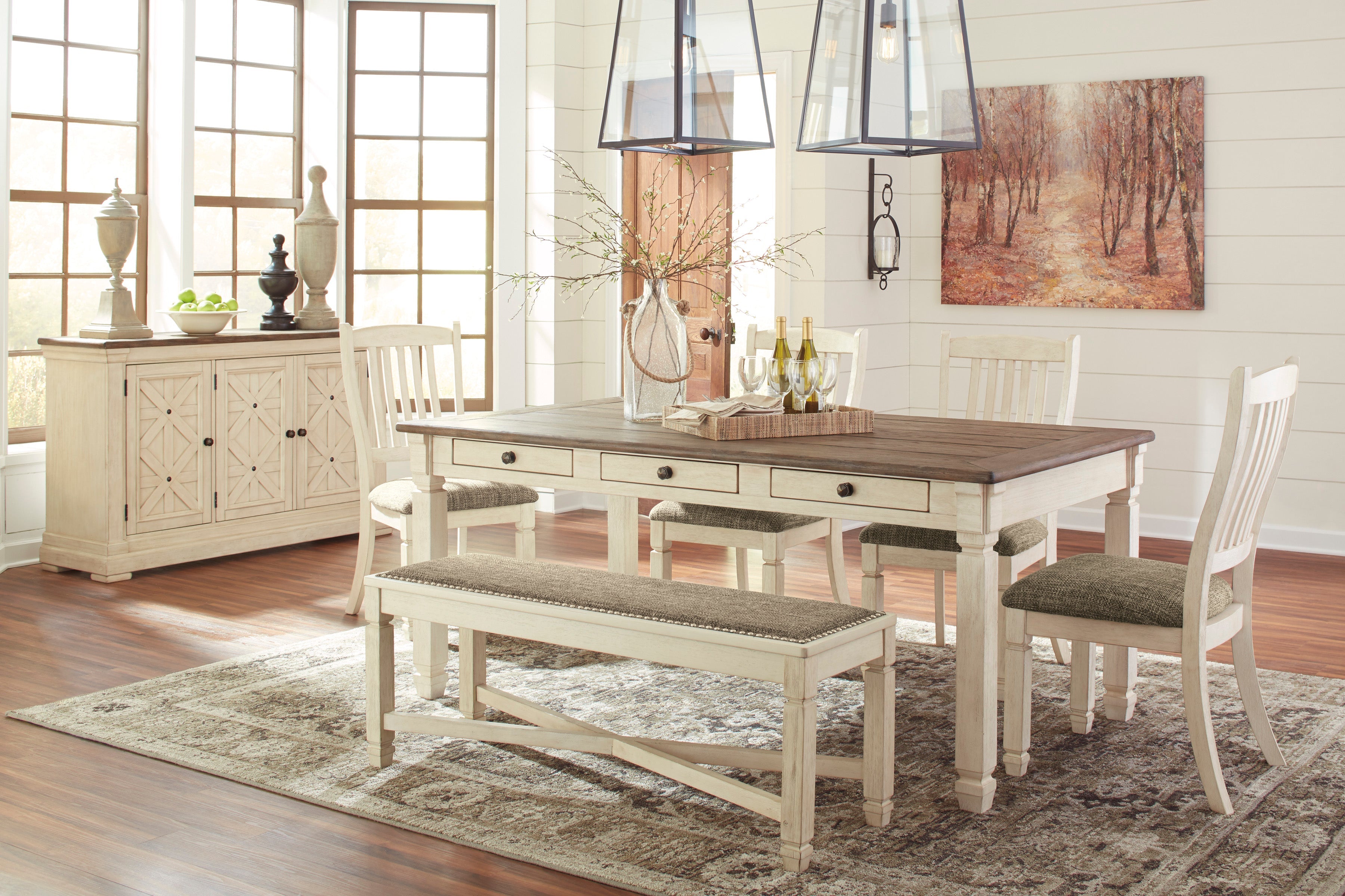 Bolanburg Two-tone Rectangular Dining Set - SET | D647-25 | D647-01(2) - Bien Home Furniture & Electronics