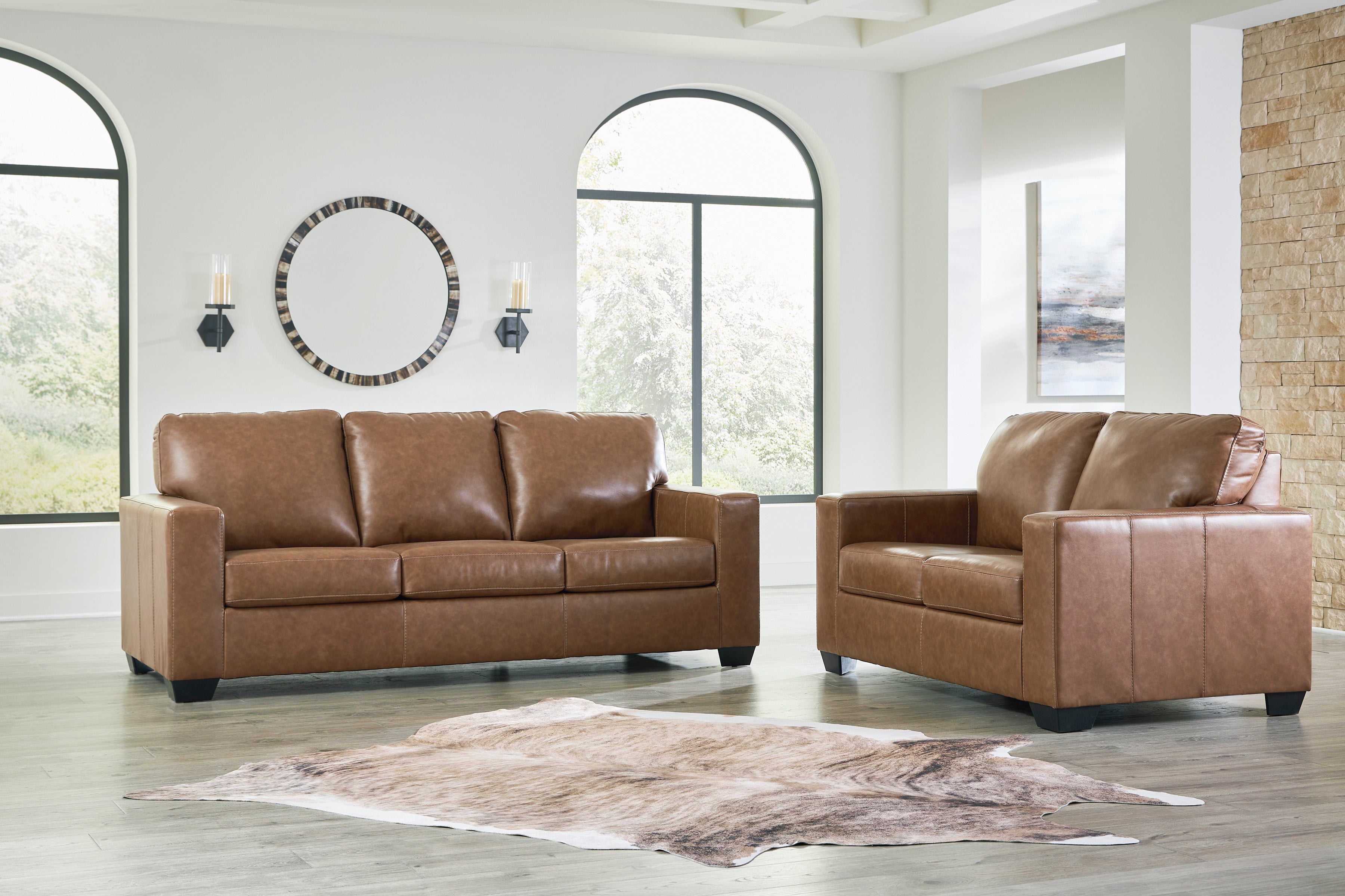 Bolsena Caramel Leather Living Room Set - SET | 5560338 | 5560335 - Bien Home Furniture & Electronics