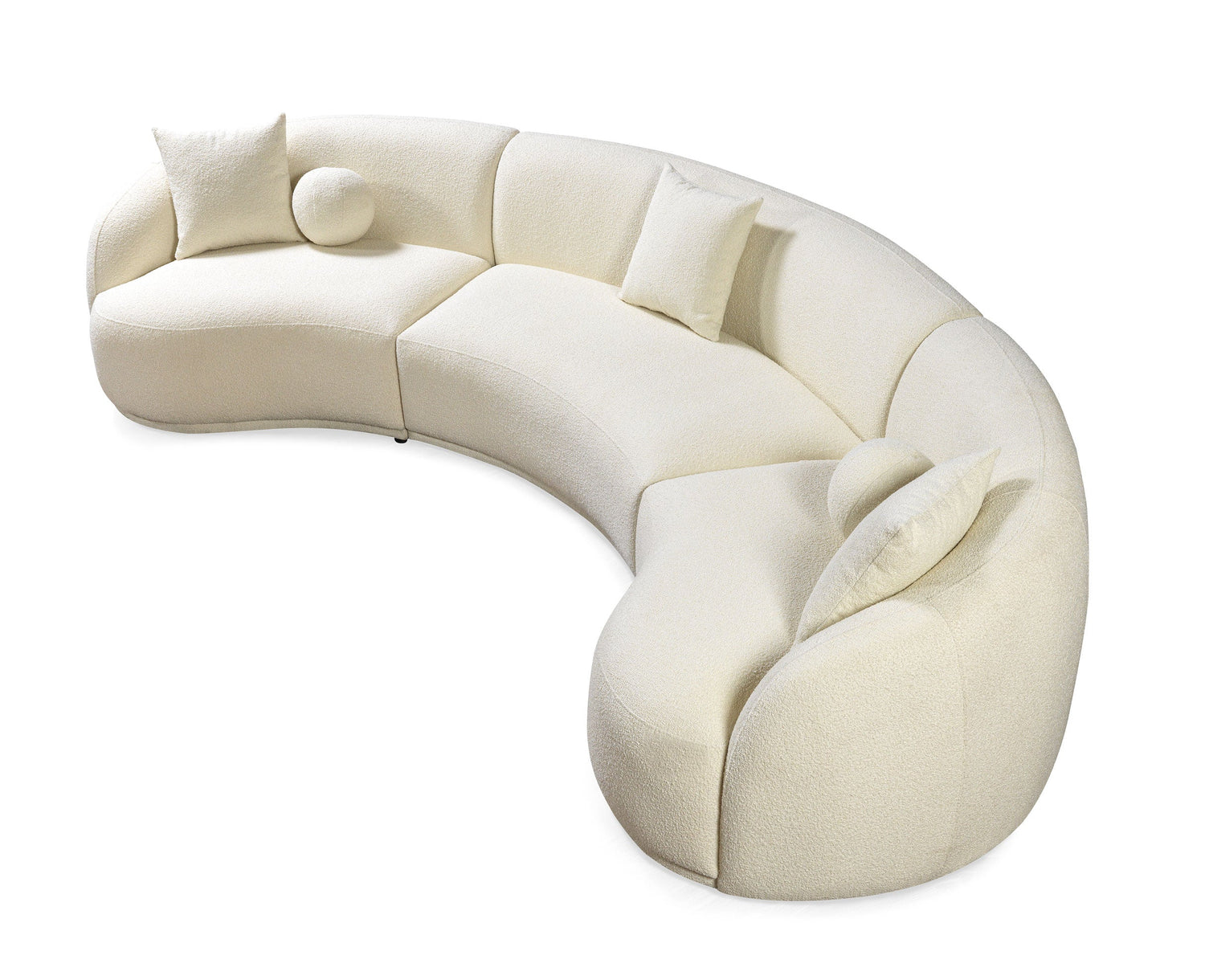 Bonita Ivory Boucle 3-Piece Curved Sectional - BONITAIVORY-SEC3 - Bien Home Furniture & Electronics
