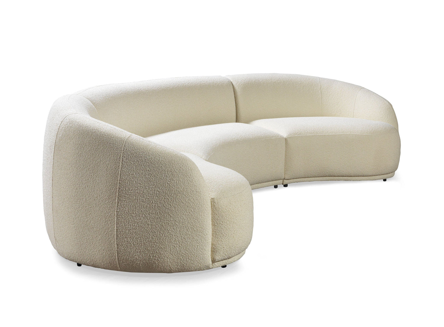 Bonita Ivory Boucle 3-Piece Curved Sectional - BONITAIVORY-SEC3 - Bien Home Furniture & Electronics