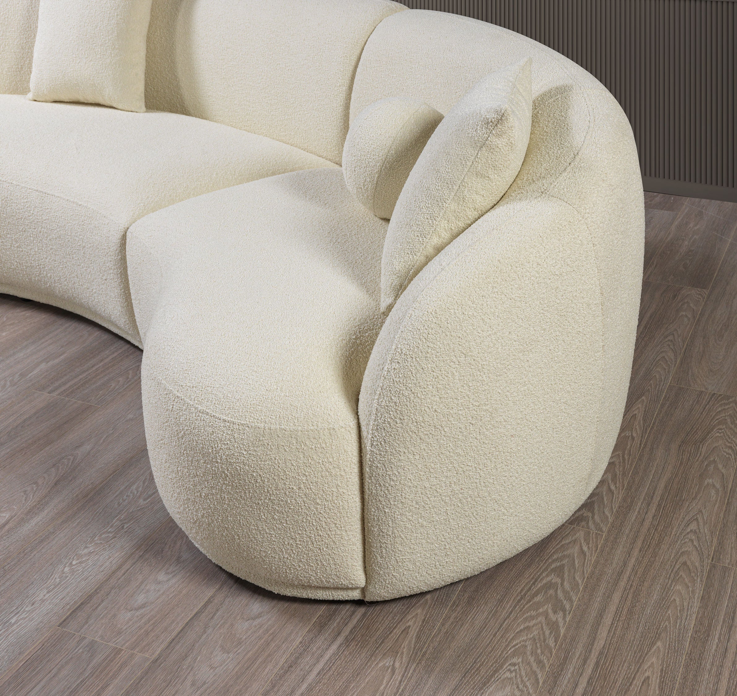 Bonita Ivory Boucle 3-Piece Curved Sectional - BONITAIVORY-SEC3 - Bien Home Furniture & Electronics