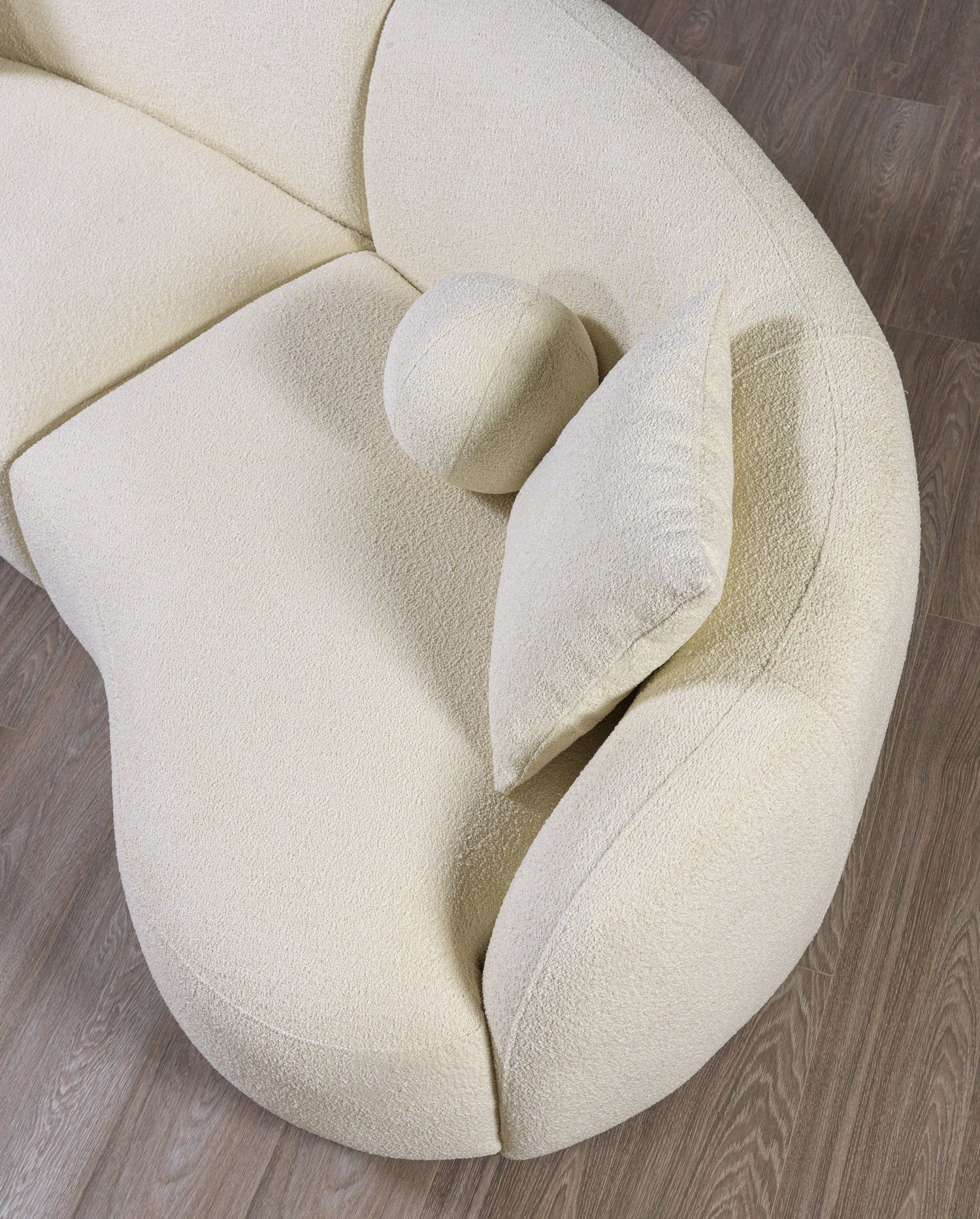 Bonita Ivory Boucle 3-Piece Curved Sectional - BONITAIVORY-SEC3 - Bien Home Furniture & Electronics