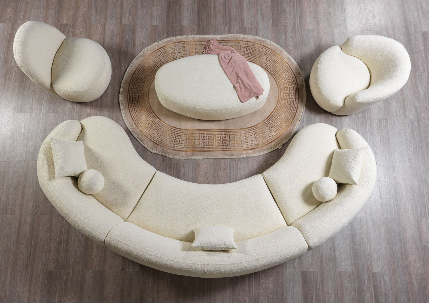 Bonita Ivory Boucle 3-Piece Curved Sectional - BONITAIVORY-SEC3 - Bien Home Furniture & Electronics