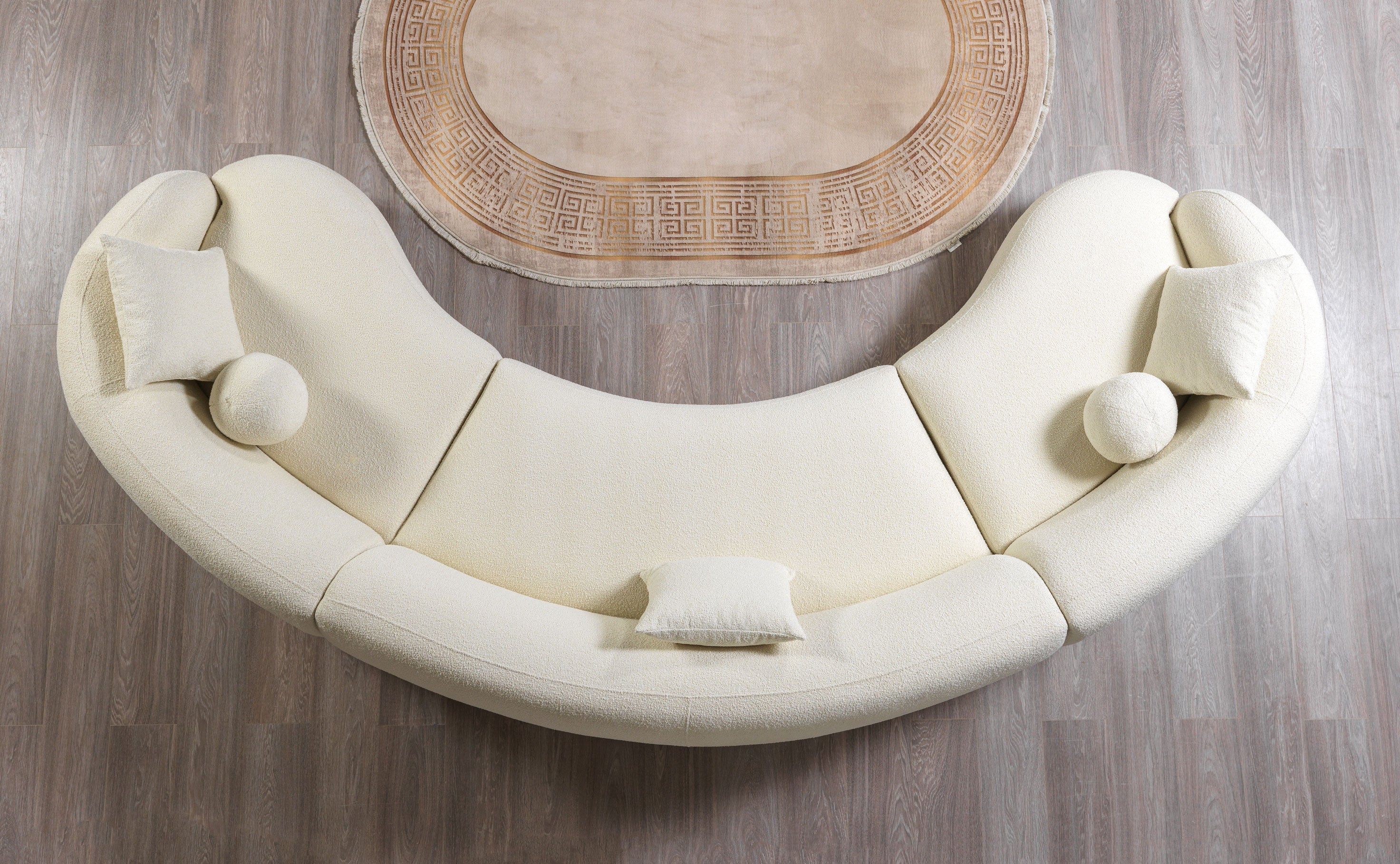 Bonita Ivory Boucle 3-Piece Curved Sectional - BONITAIVORY-SEC3 - Bien Home Furniture & Electronics