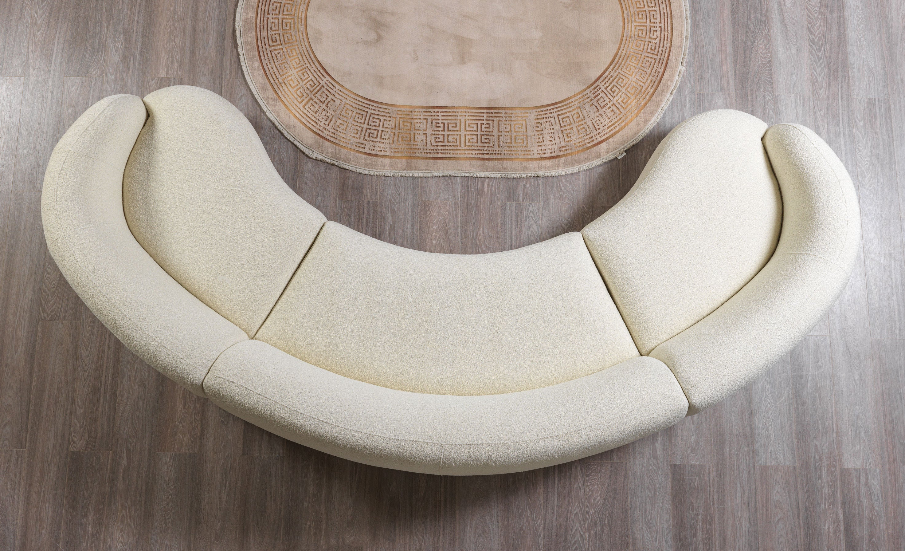 Bonita Ivory Boucle 3-Piece Curved Sectional - BONITAIVORY-SEC3 - Bien Home Furniture & Electronics