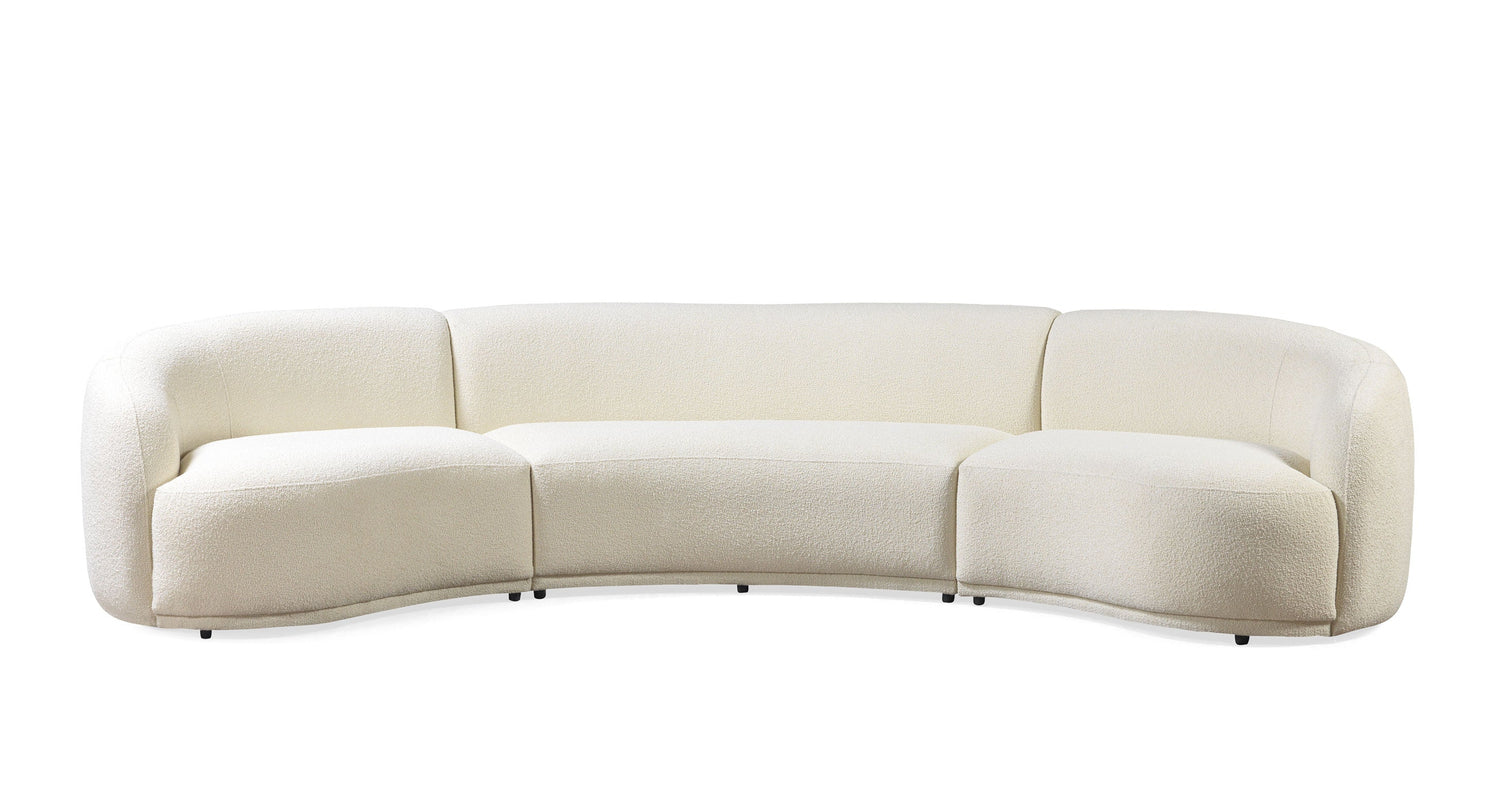 Bonita Ivory Boucle 3-Piece Curved Sectional - BONITAIVORY-SEC3 - Bien Home Furniture & Electronics