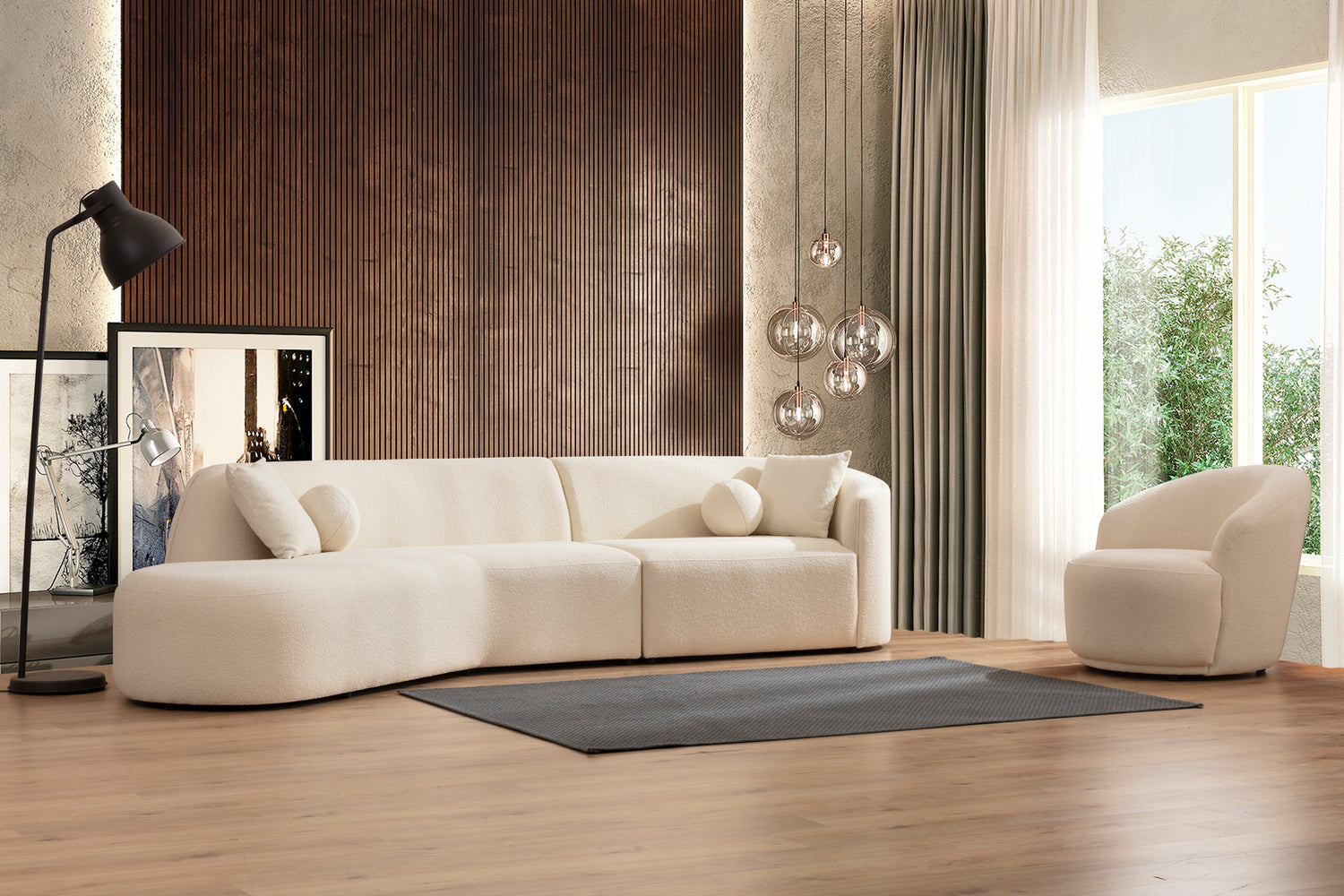 Bonita Ivory Boucle Accent Chair - BONITAIVORY-C - Bien Home Furniture & Electronics