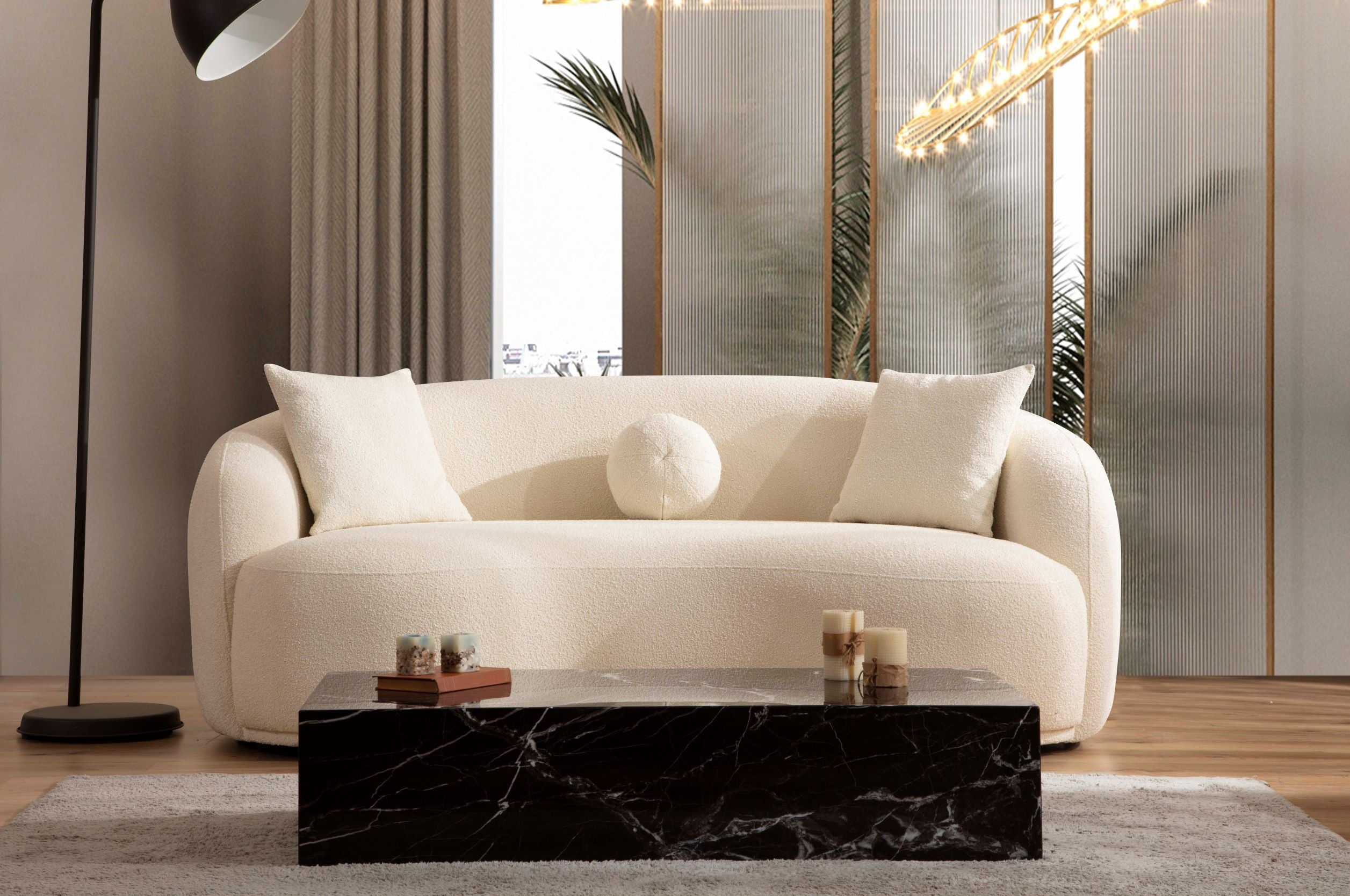 Bonita Ivory Boucle Living Room Set - BONITAIVORY-SL - Bien Home Furniture & Electronics
