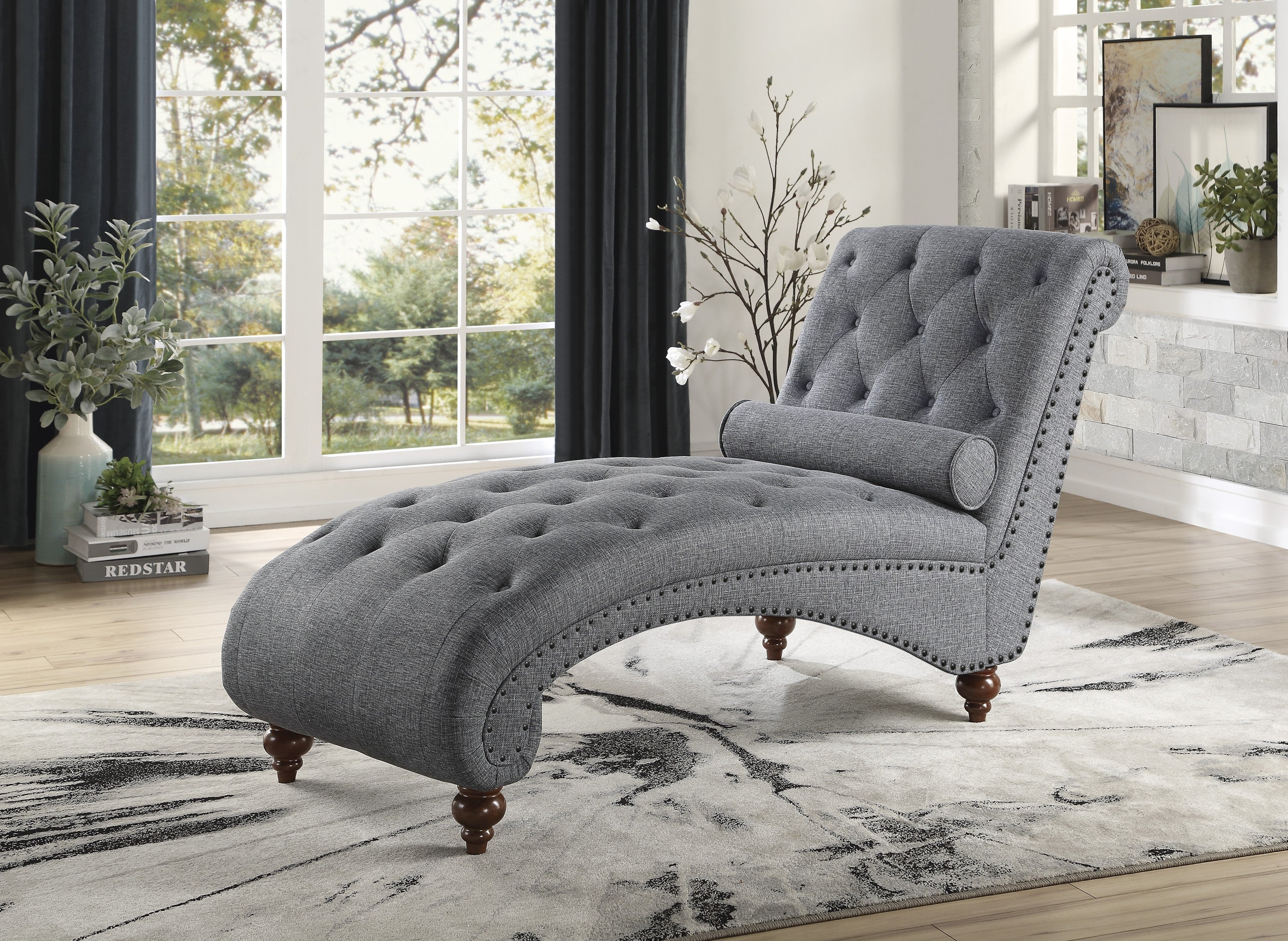 Bonne Gray Chaise - 1162NGY-5 - Bien Home Furniture & Electronics