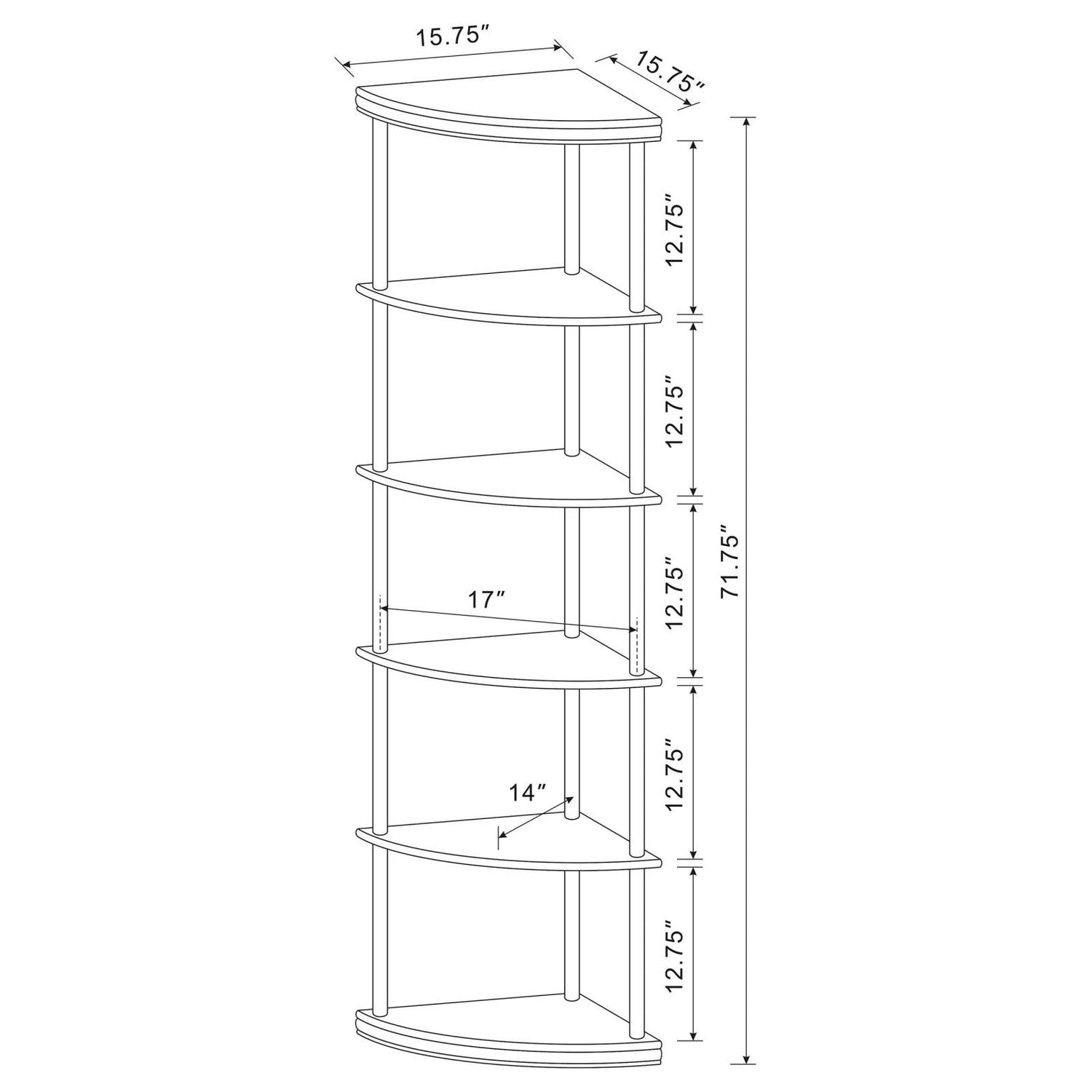 Bonwick Cappuccino 5-Shelf Corner Bookshelf - 800279 - Bien Home Furniture & Electronics