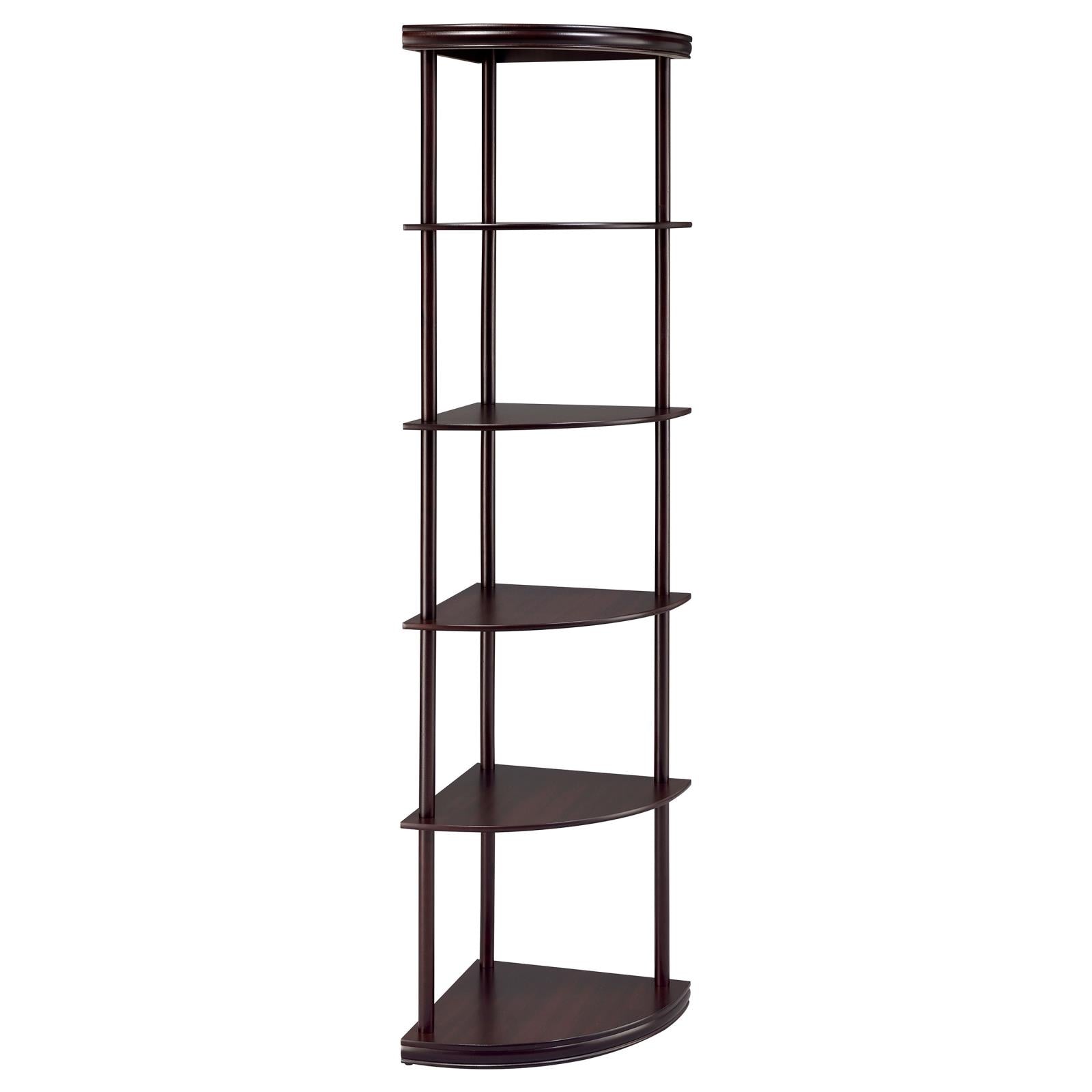 Bonwick Cappuccino 5-Shelf Corner Bookshelf - 800279 - Bien Home Furniture & Electronics