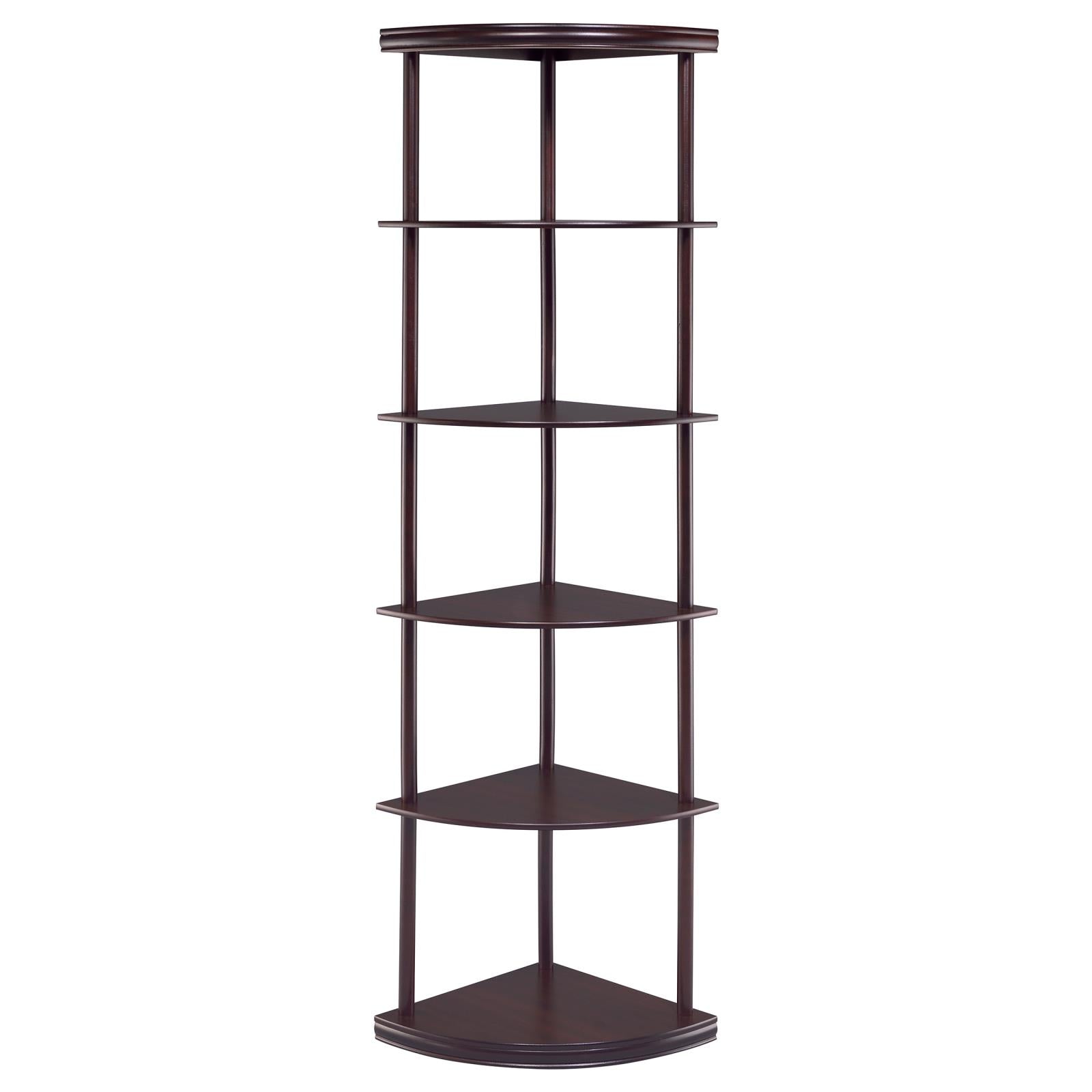 Bonwick Cappuccino 5-Shelf Corner Bookshelf - 800279 - Bien Home Furniture & Electronics