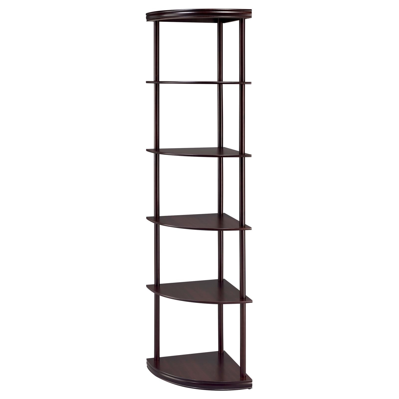 Bonwick Cappuccino 5-Shelf Corner Bookshelf - 800279 - Bien Home Furniture & Electronics