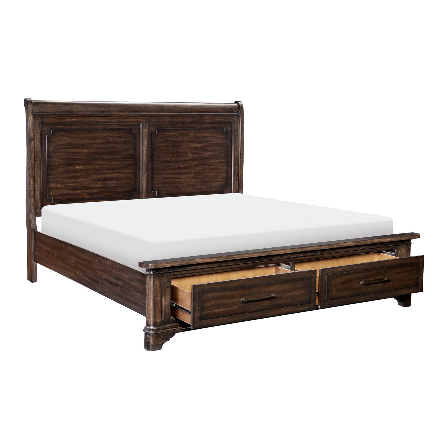 Boone Rustic Brown King Platform Bed with Footboard Storage - 1406K-1EK* - Bien Home Furniture &amp; Electronics