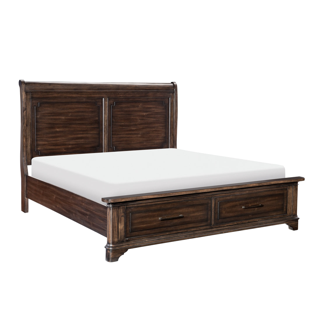 Boone Rustic Brown Queen Platform Bed with Footboard Storage - 1406-1* - Bien Home Furniture &amp; Electronics