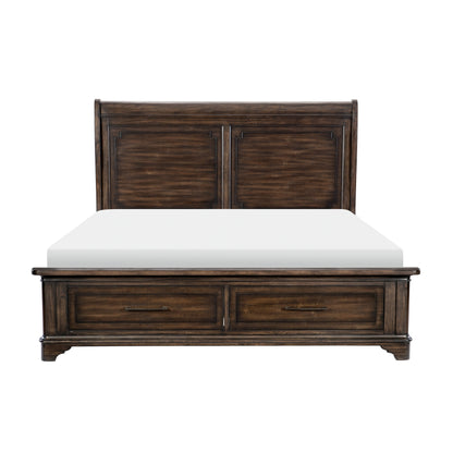Boone Rustic Brown Queen Platform Bed with Footboard Storage - 1406-1* - Bien Home Furniture &amp; Electronics