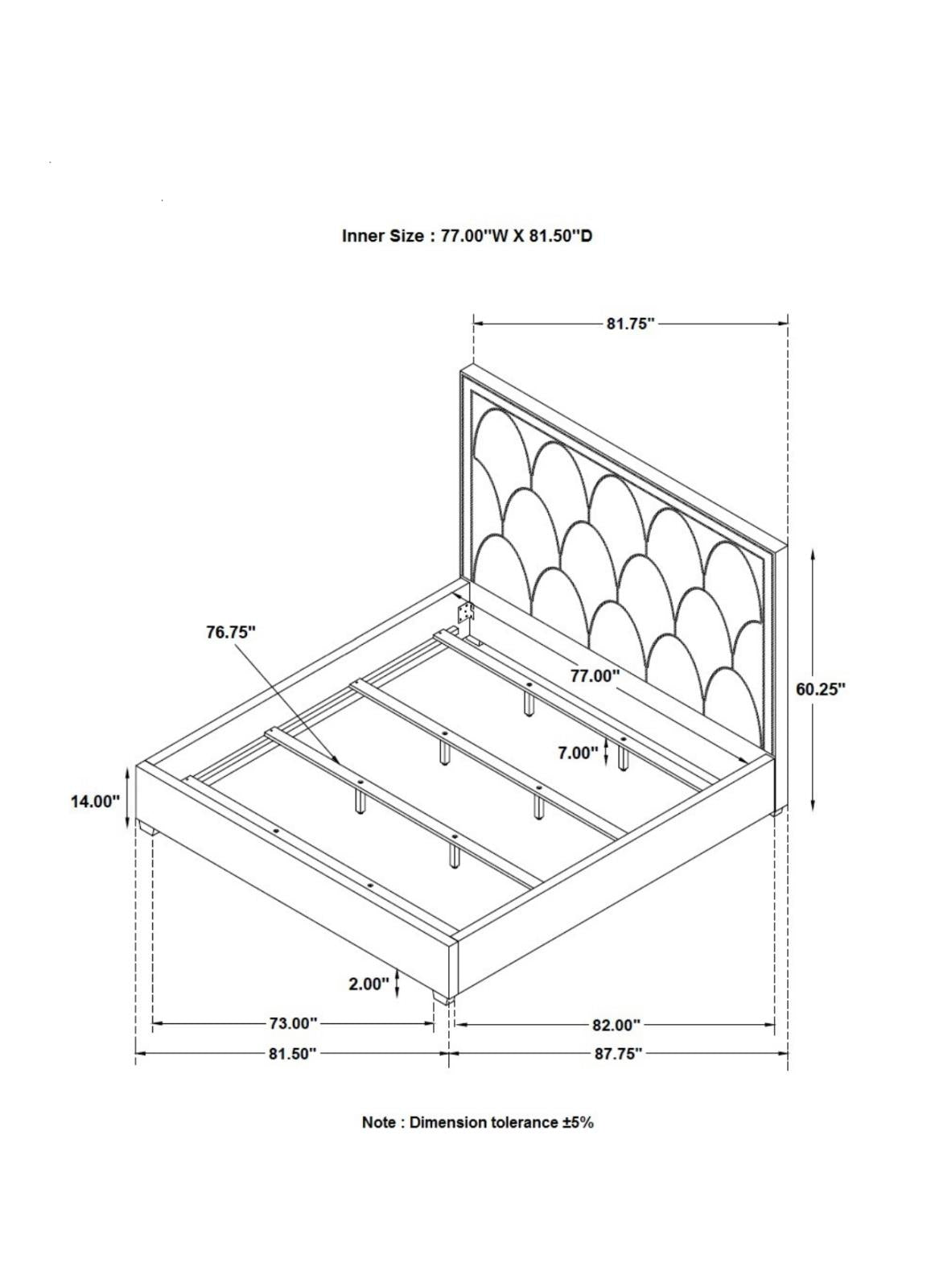Bowfield Upholstered Bed with Nailhead Trim Charcoal - 315900KE - Bien Home Furniture & Electronics