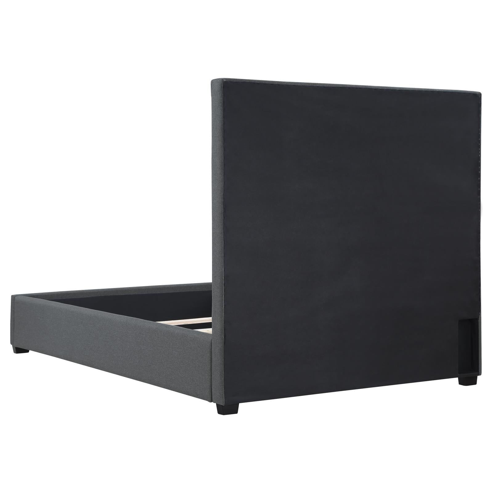 Bowfield Upholstered Bed with Nailhead Trim Charcoal - 315900KE - Bien Home Furniture & Electronics