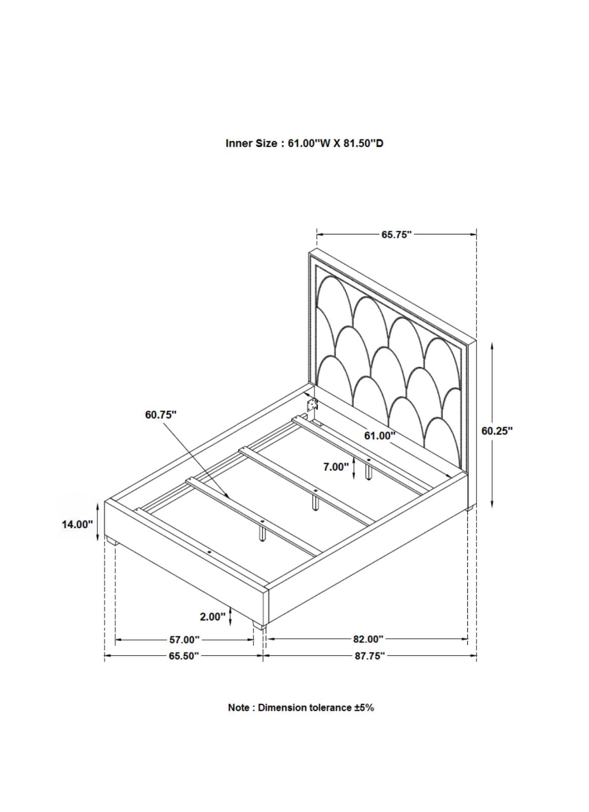 Bowfield Upholstered Bed with Nailhead Trim Charcoal - 315900Q - Bien Home Furniture & Electronics