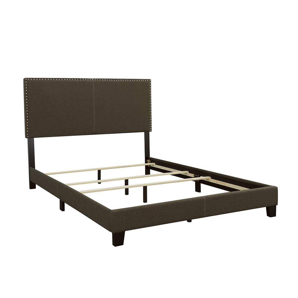Boyd Eastern King Upholstered Bed with Nailhead Trim Charcoal - 350061KE - Bien Home Furniture & Electronics