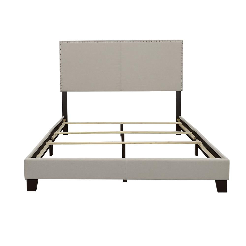 Boyd Queen Upholstered Bed with Nailhead Trim Ivory - 350051Q - Bien Home Furniture & Electronics