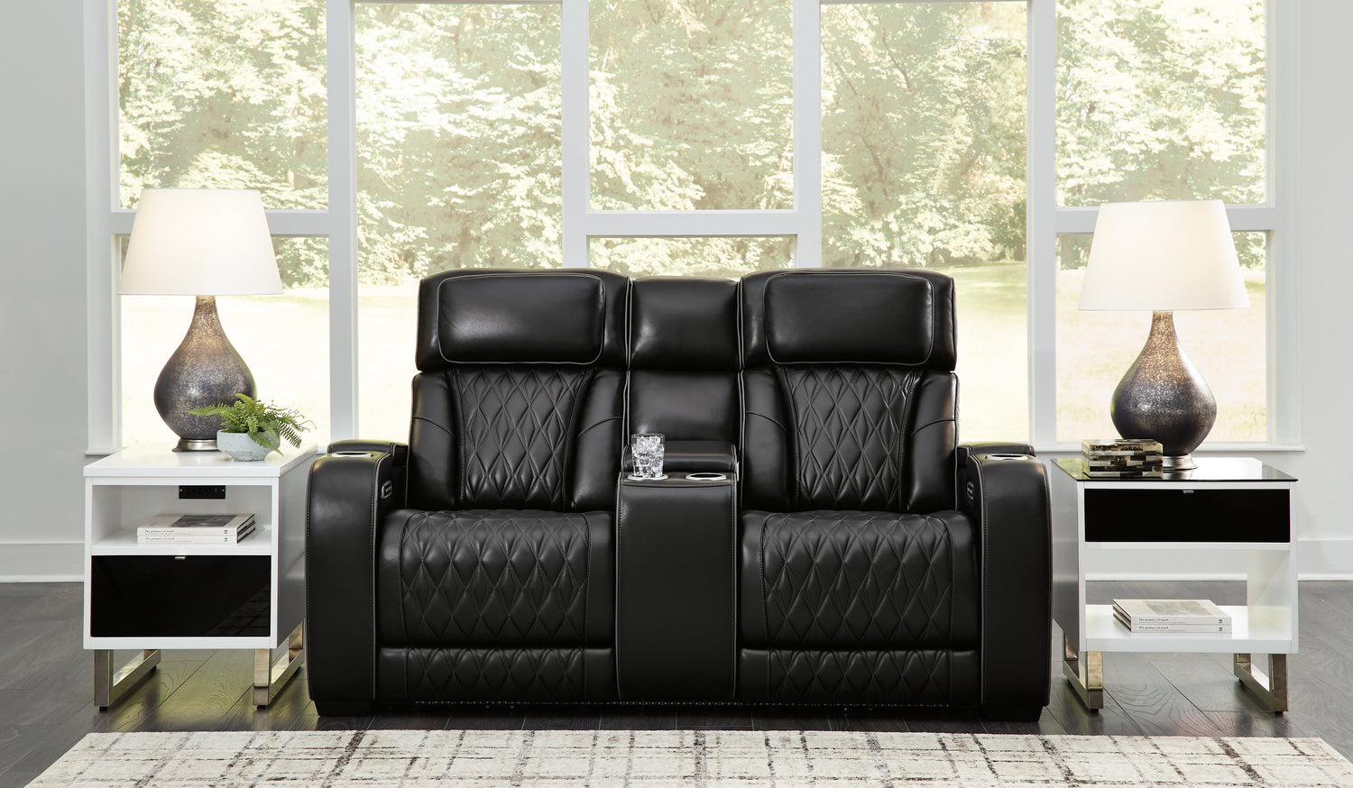 Boyington Black Power Reclining Loveseat with Console - U2710618 - Bien Home Furniture & Electronics