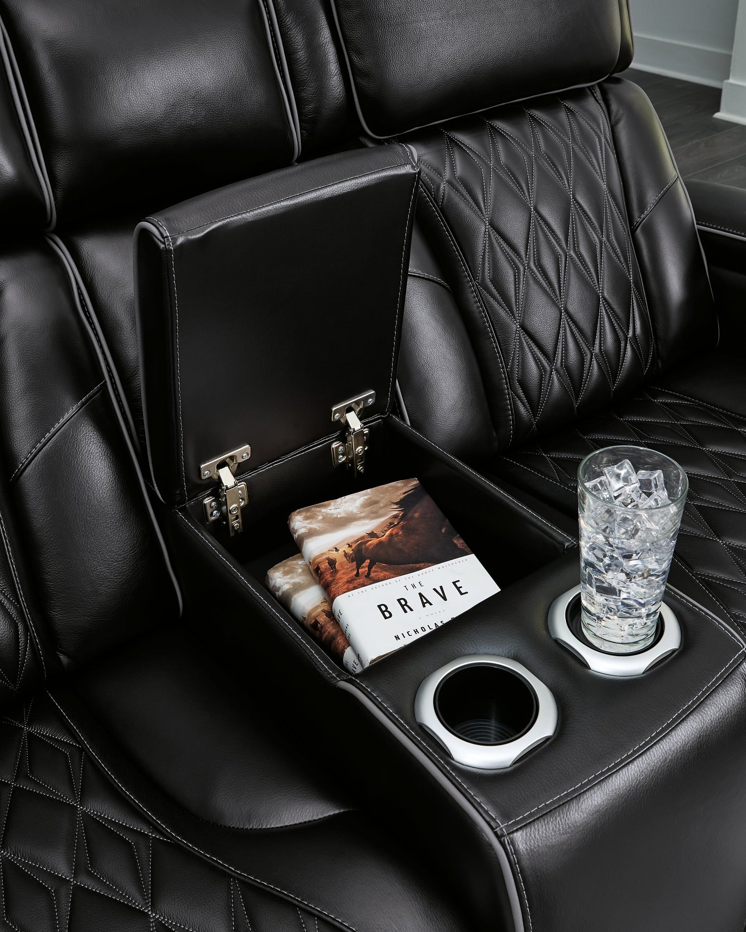 Boyington Black Power Reclining Loveseat with Console - U2710618 - Bien Home Furniture & Electronics